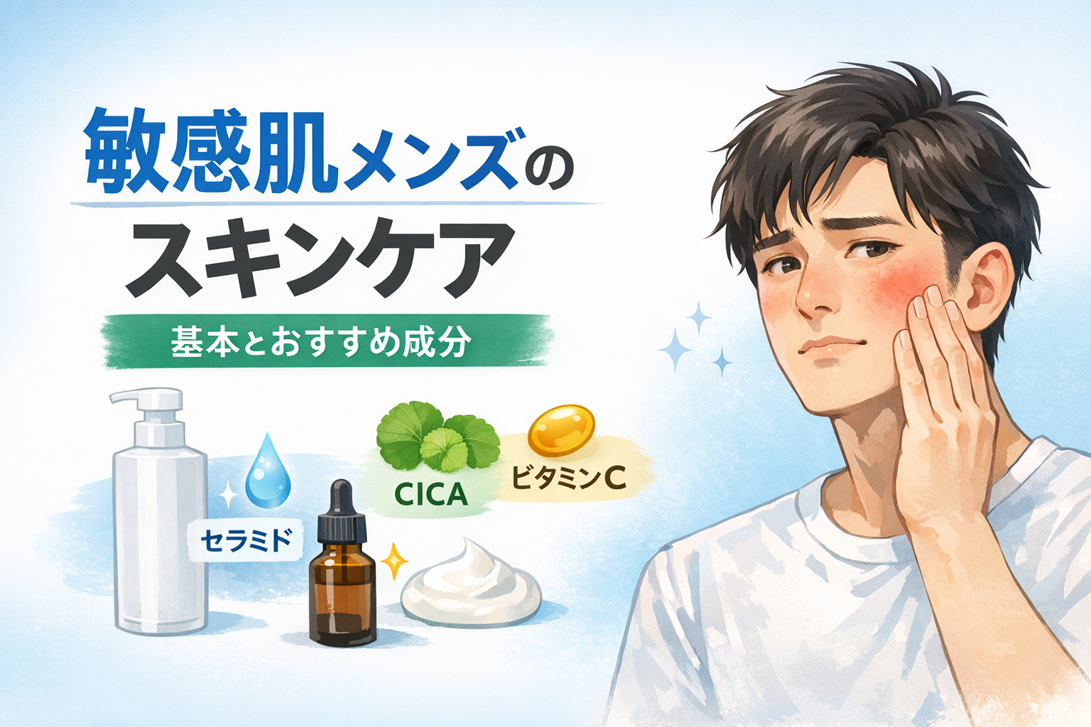 【完全保存版】敏感肌メンズにおすすめのスキンケア｜原因・成分・選び方まで徹底解説